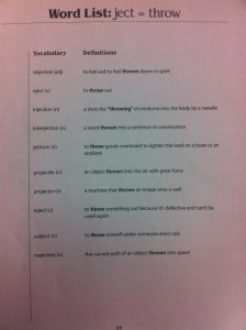 Ject Vocab List